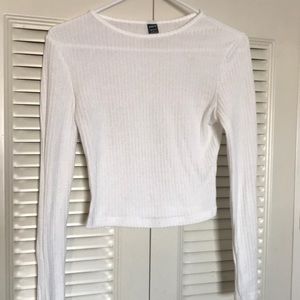 Ribbed Long-Sleeve Cropped Sweater